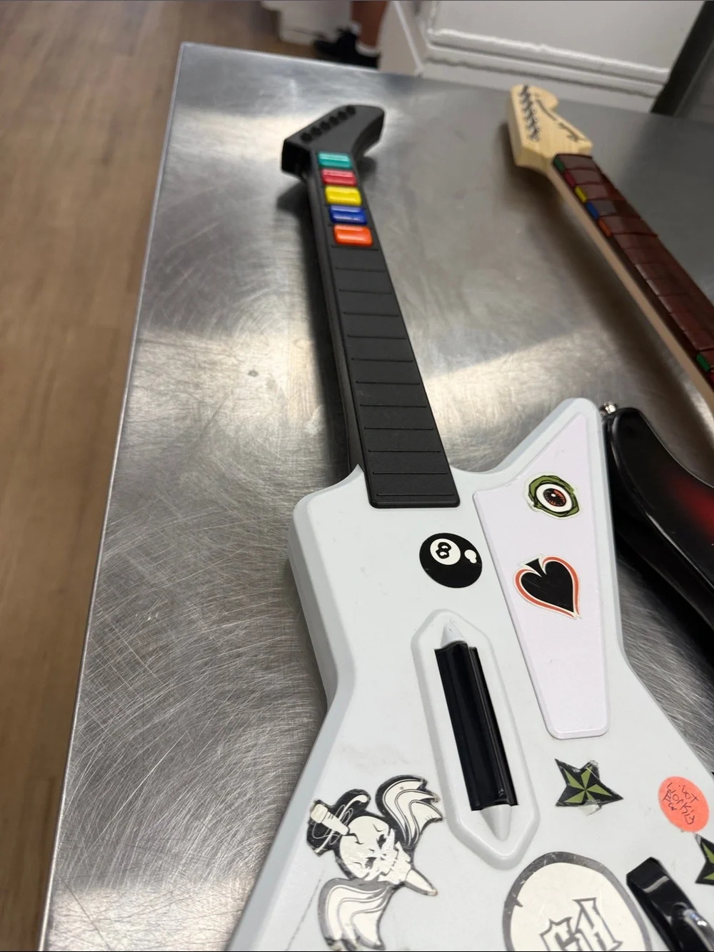 White Wireless Rock Guitar Controller — Stickered Design